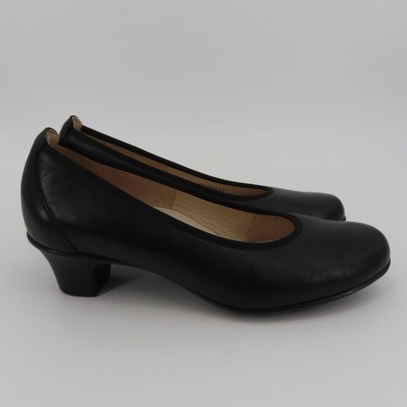 SAS MILANO Women 8.5 M Black Leather Round Toe Heels Pumps Shoes Made in USA - Picture 7 of 12